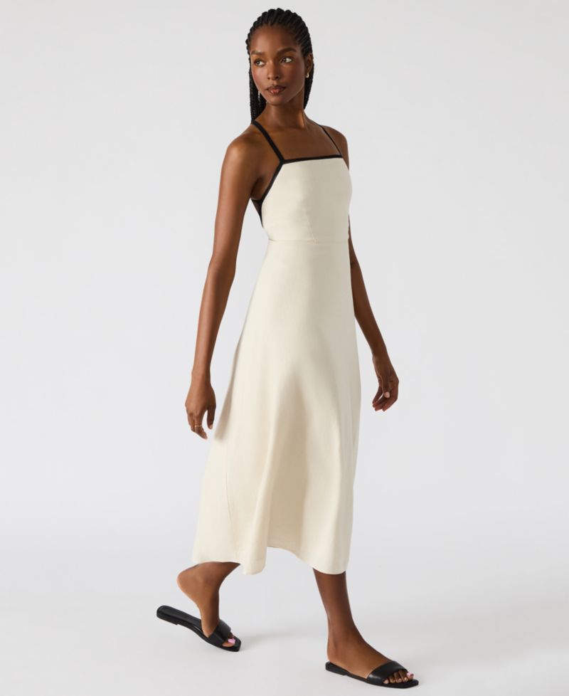 Women's Riyan Tipped Apron-Neck Linen Blend Midi Dress