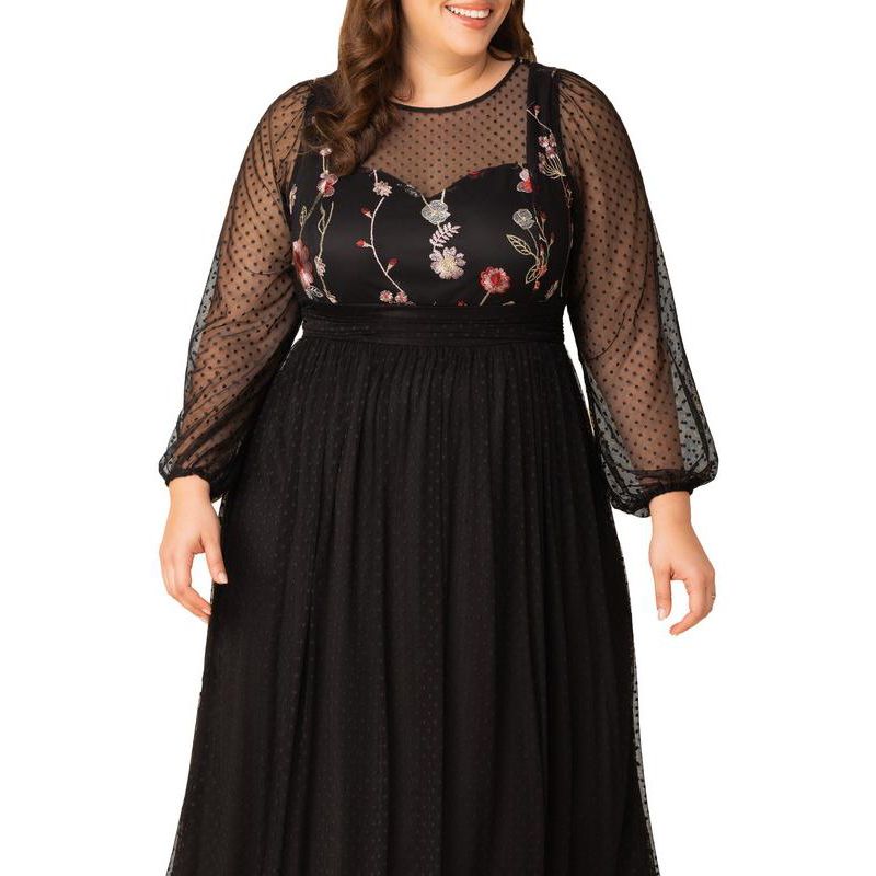 Plus Size Mystique Mixed Media Evening Gown
