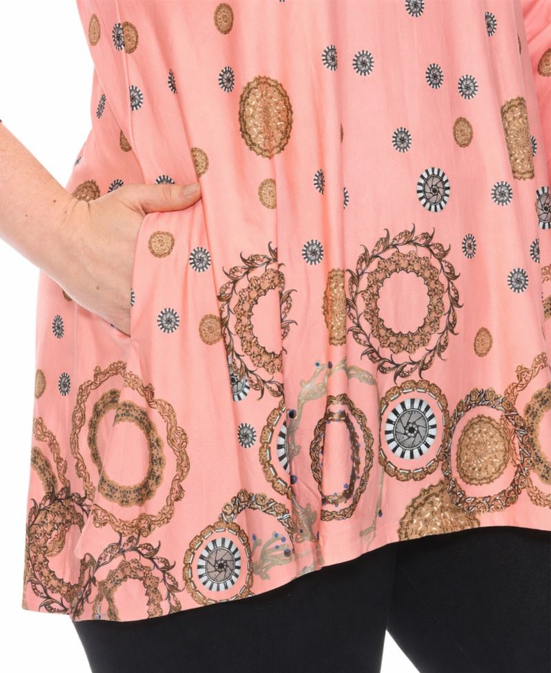 Plus Size Printed Sleeve Flowy Tunic Top