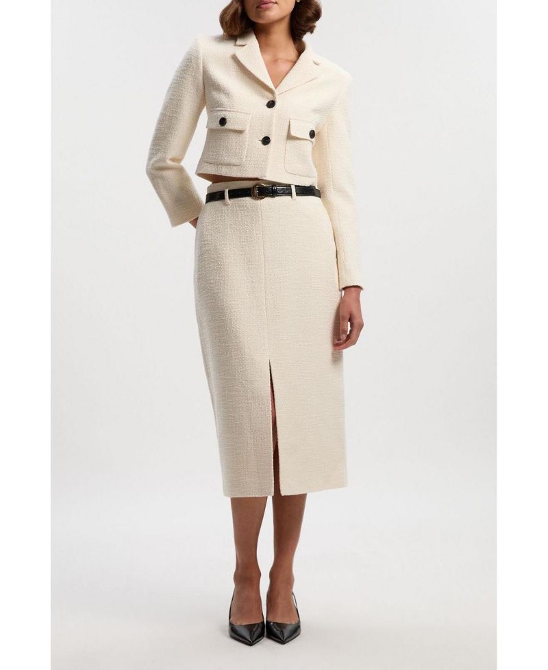 Women's Double Button Tweed Cropped Jacket