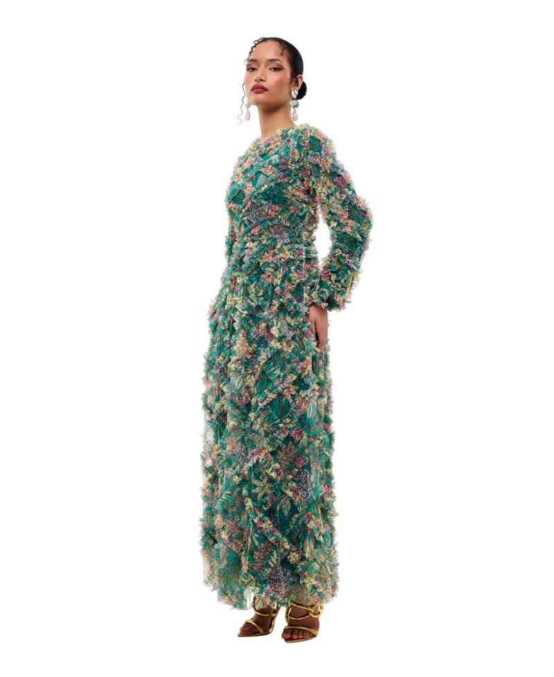 Women's Floral Ruffle Maxi Dress