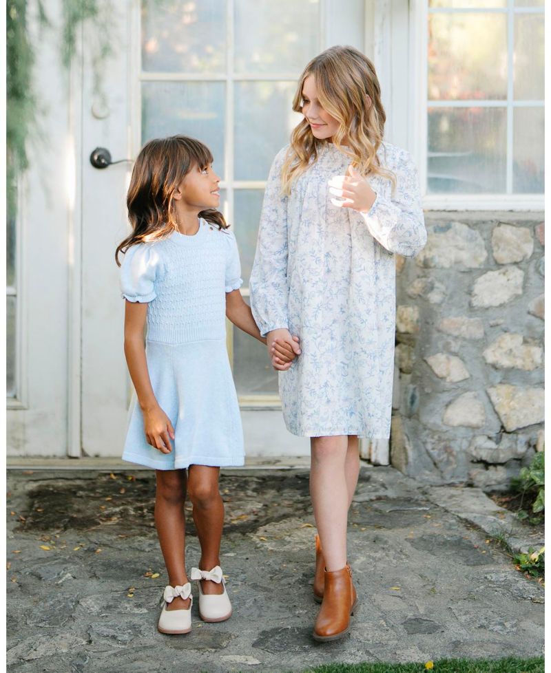 Baby Girls Hope and Henry Organic Long Sleeve Ruffle Neck Smocked Yoke Dress