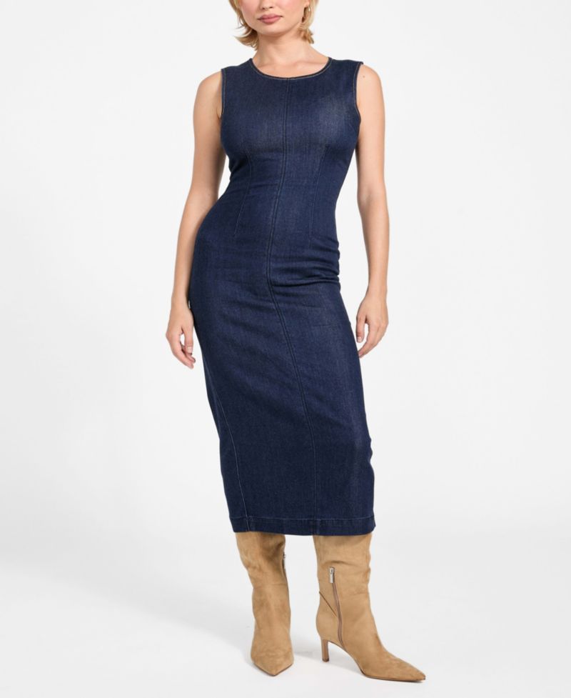 Women's Sleeveless Dahlia Denim Midi Dress