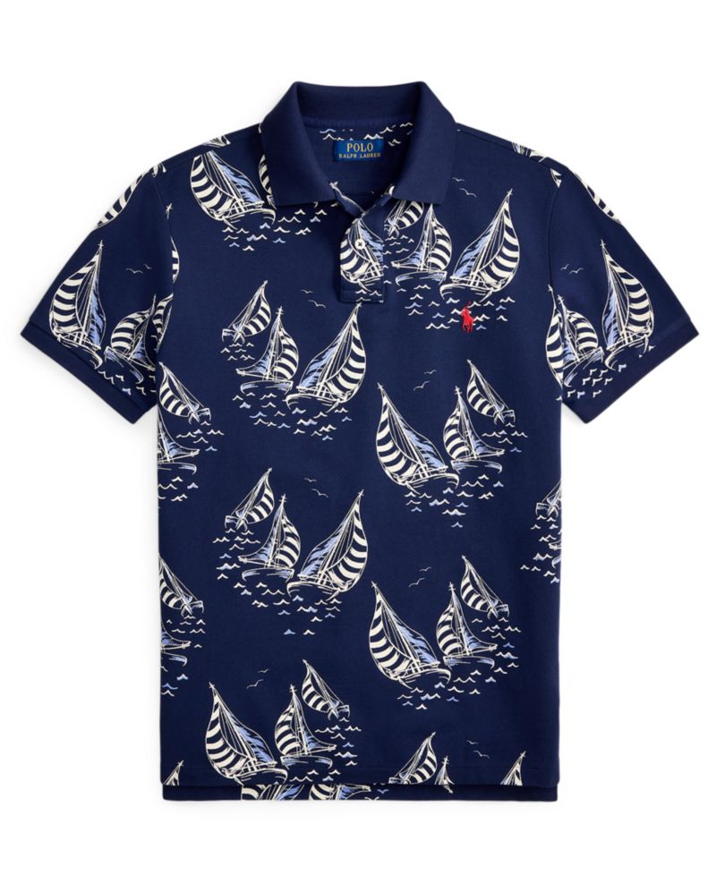 Men's Classic-Fit Sailboat Mesh Polo Shirt