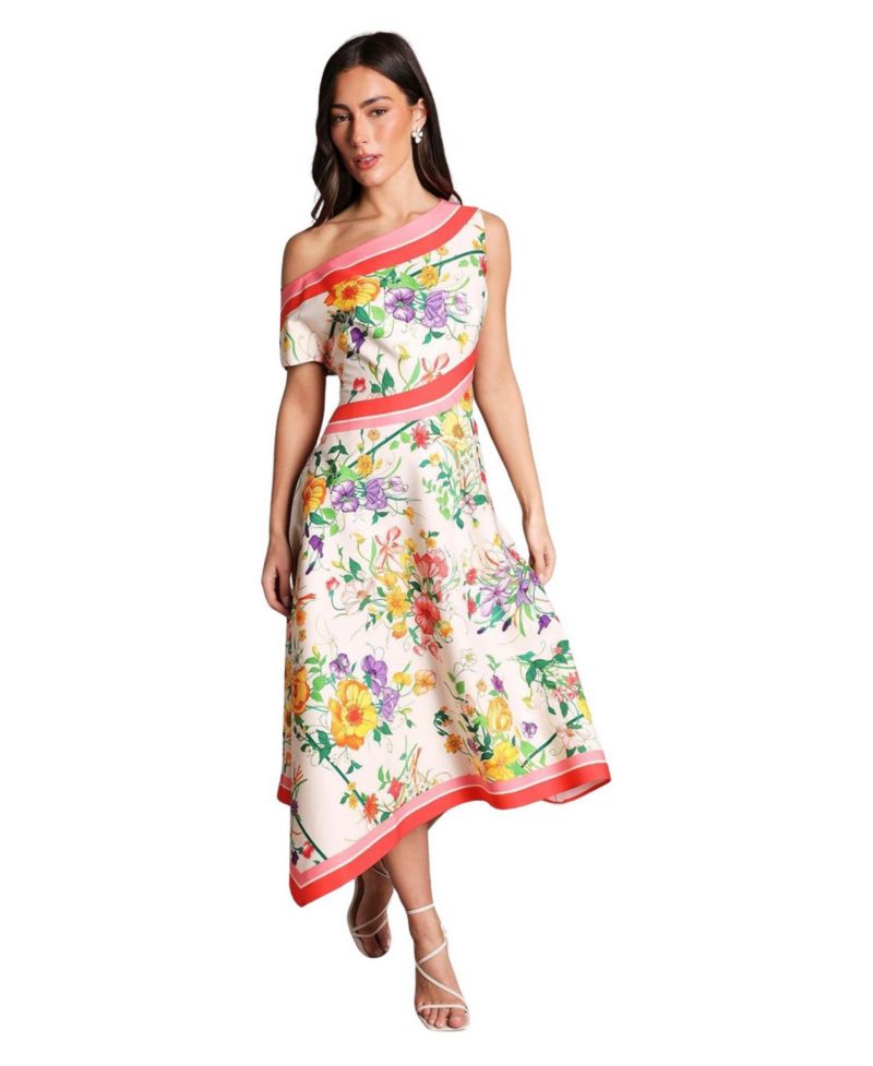 Women's Off Shoulder Satin Midi Dress
