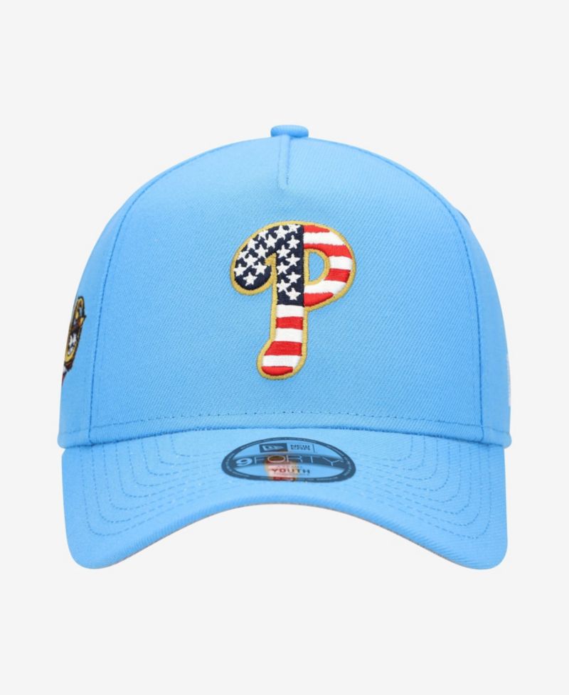 Big Boys and Girls Light Blue Philadelphia Phillies Celebrate America's 250th 9FORTY A-Frame Adjustable Hat
