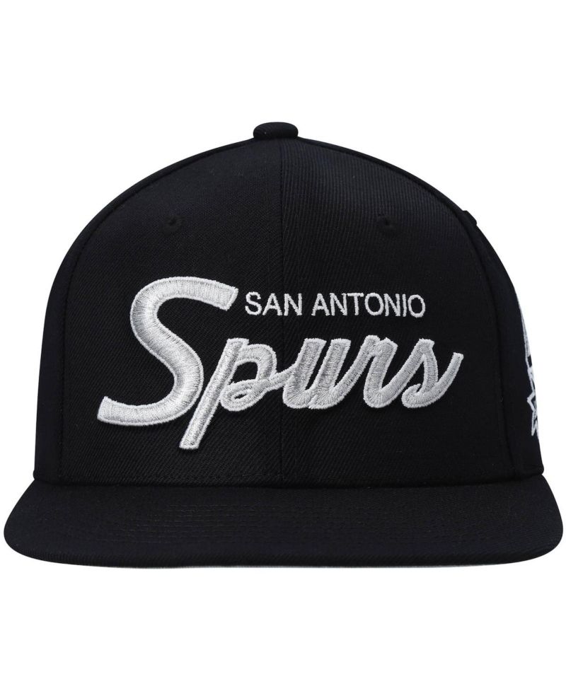 Men's Black San Antonio Spurs Hardwood Classics Script 2.0 Snapback Hat
