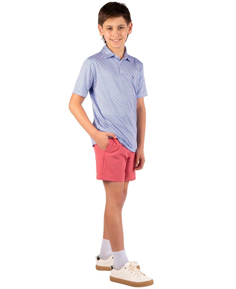 Boys Geo Floral Printed Performance Polo