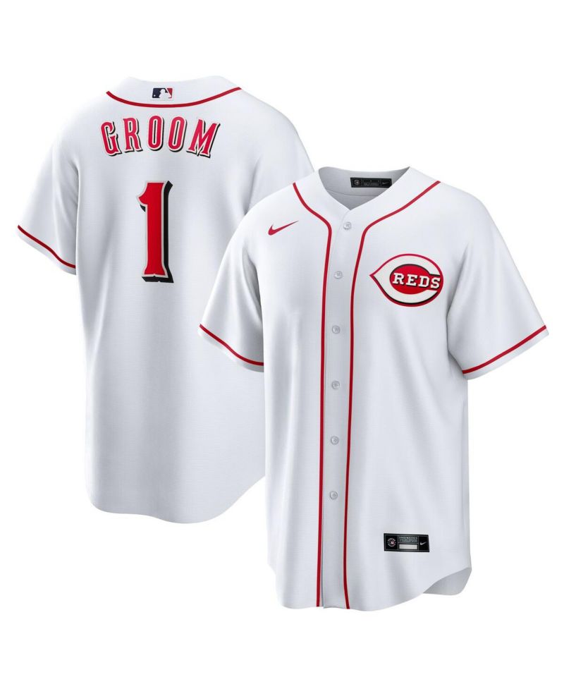 Men's White Cincinnati Reds 1 Groom Home Replica Jersey