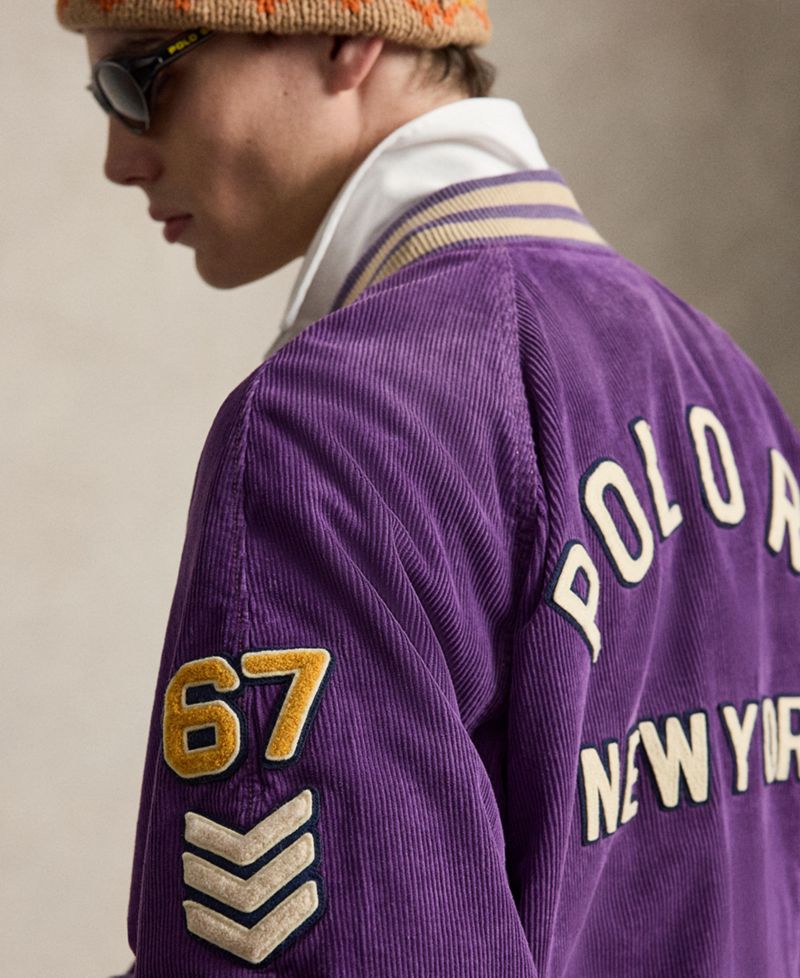 Men's Corduroy Varsity Raglan-Sleeve Jacket