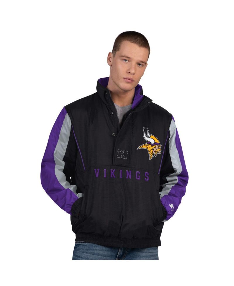 Men's Black Minnesota Vikings Thursday Night Gridiron Half-Zip Jacket
