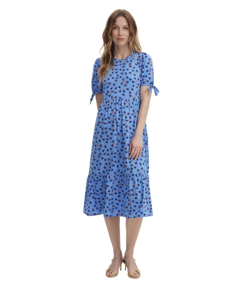 Women's Jessa Floral-Print Tiered Short-Sleeve Midi Dress