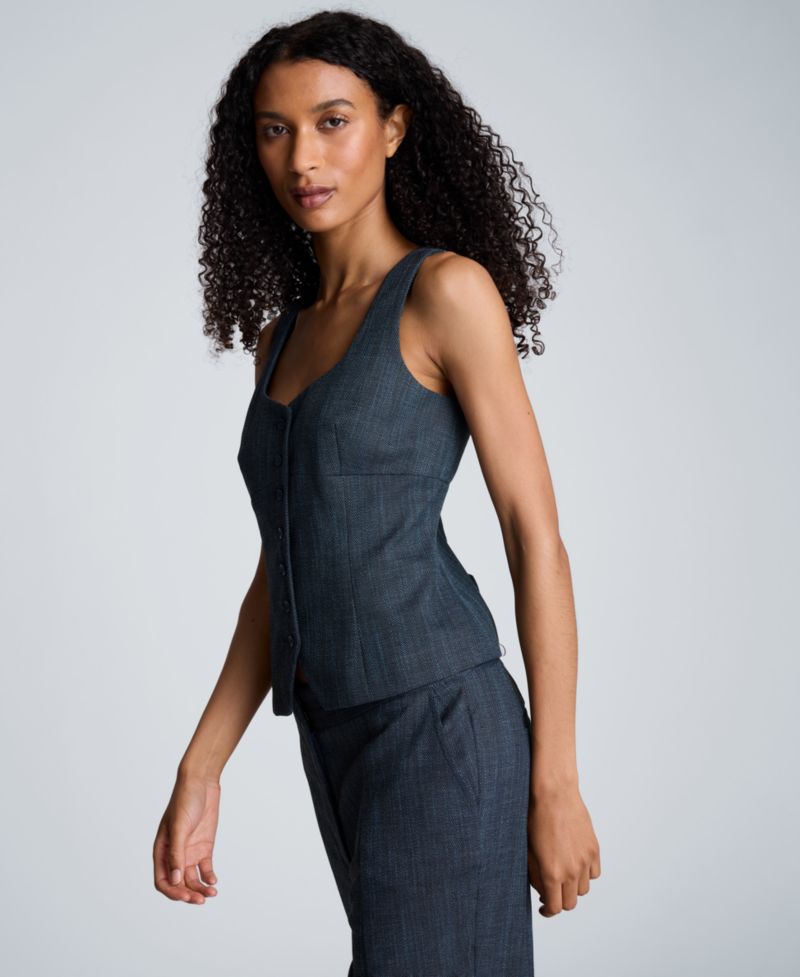 Women's Sleeveless Button-Front Bustier Vest