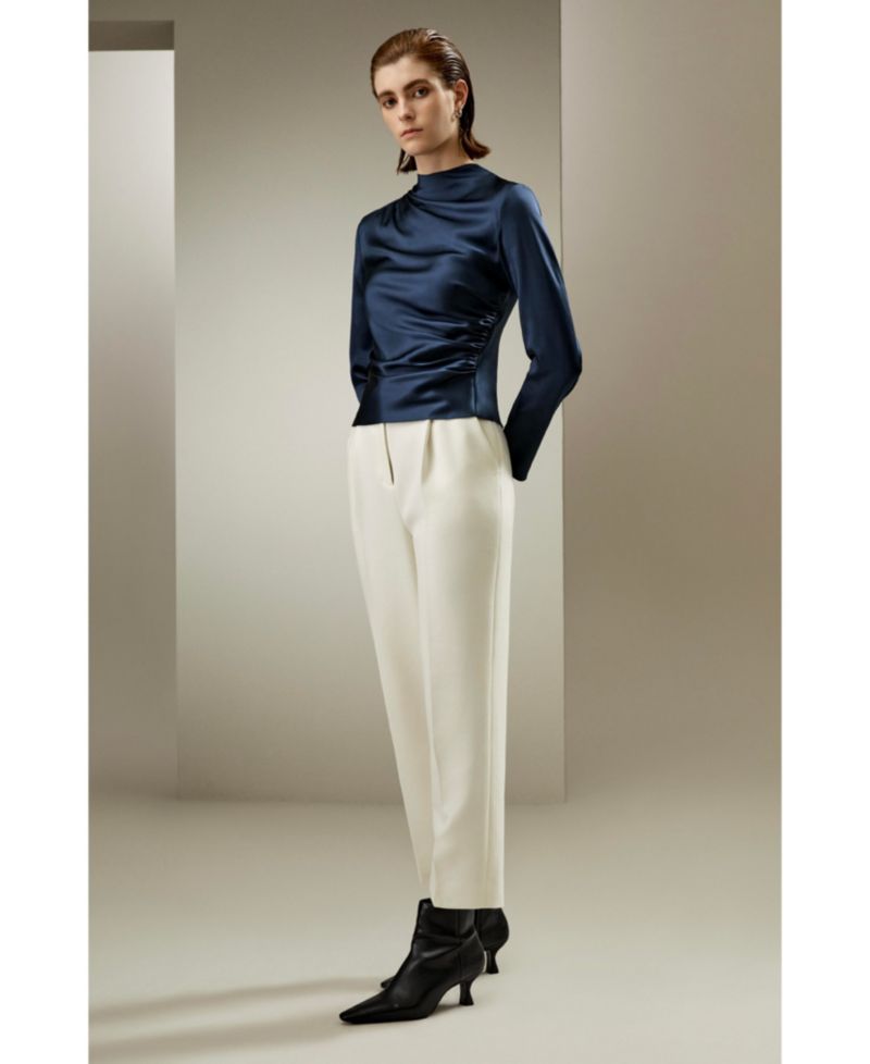 Women's Oblique Wave Silk Blouse