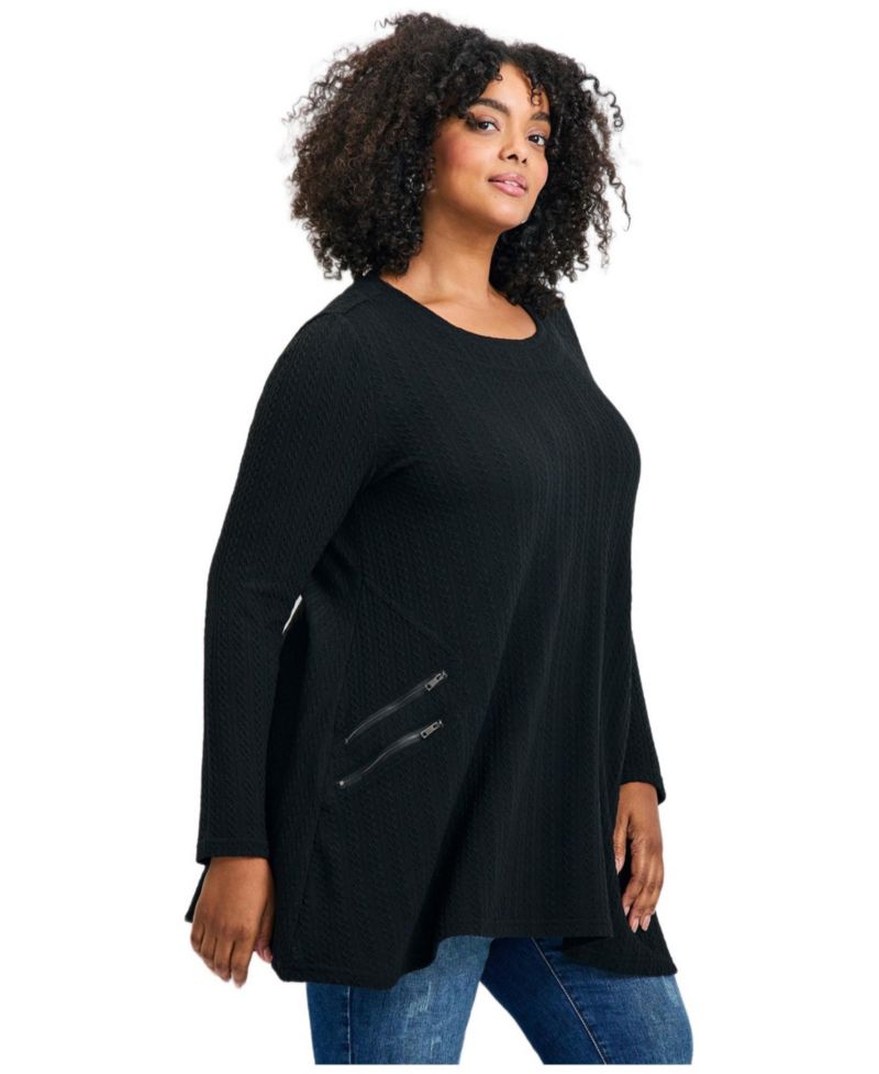 Women's Plus Size Alina Hacci Zip Detail Tunic