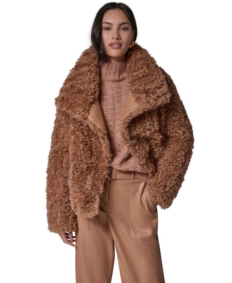 Women's Faux Fur Mock Neck Jacket