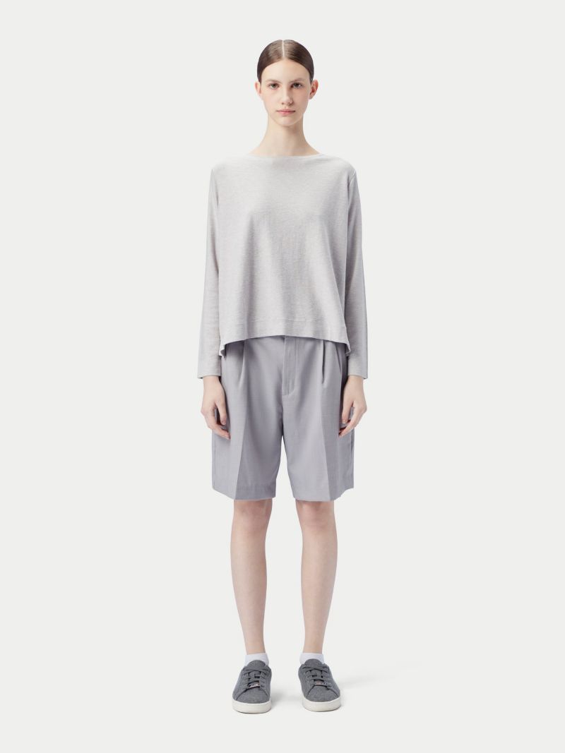 Women's Boatneck Cotton Silk Cashmere Blend Sweater