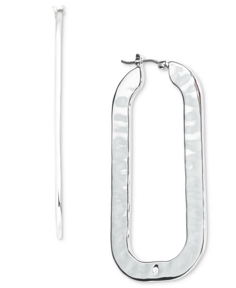 Gold-Tone Hammered Oval Hoop Earrings