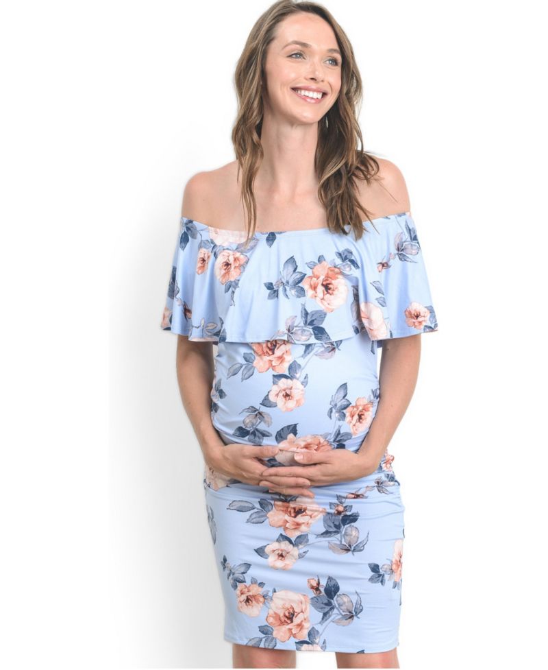 Women's Off-the-Shoulder Floral Ruffle Bodycon Dress