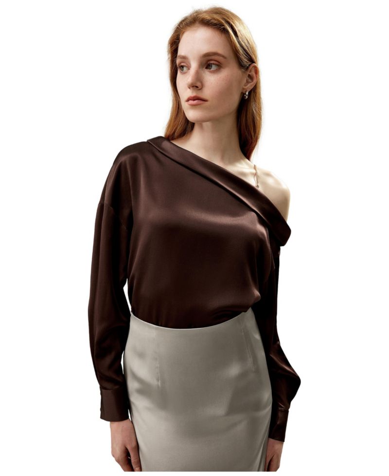 Women's Silk Chic One-Shoulder Top
