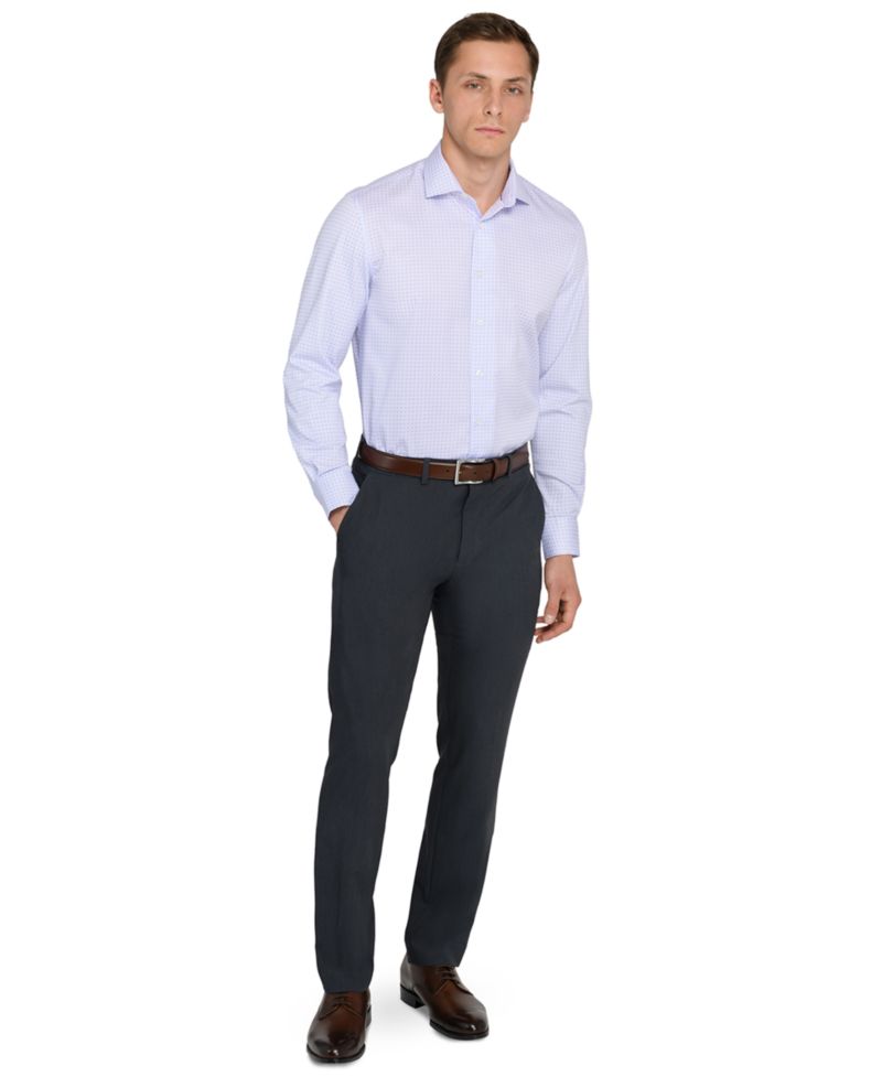 Men Checkered Print Hybrid Slim Fit Easy Care Long Sleeve Shirt