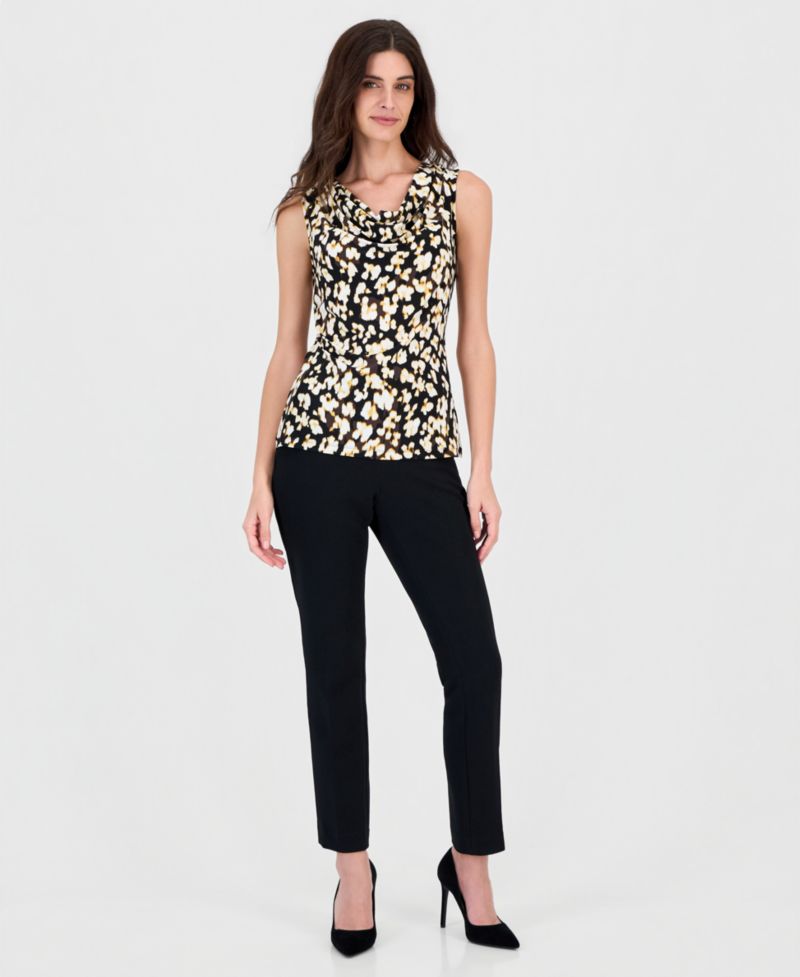 Women's Cowl Neck Jersey Knit Printed Top