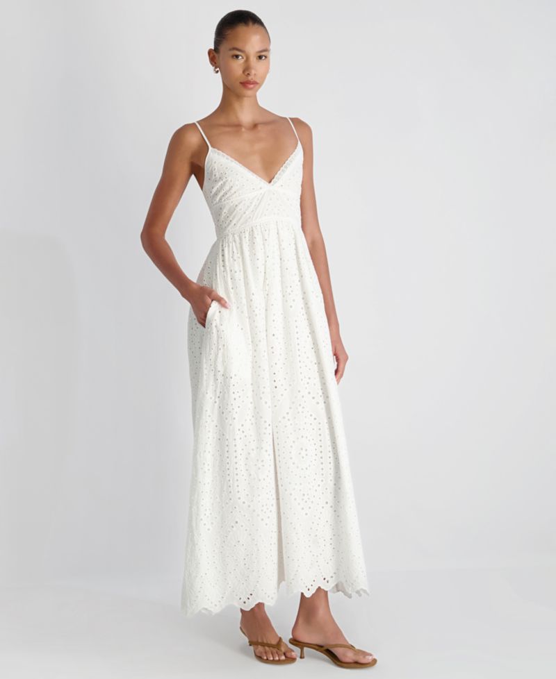 Women's V-Neck Trini Eyelet Maxi Dress