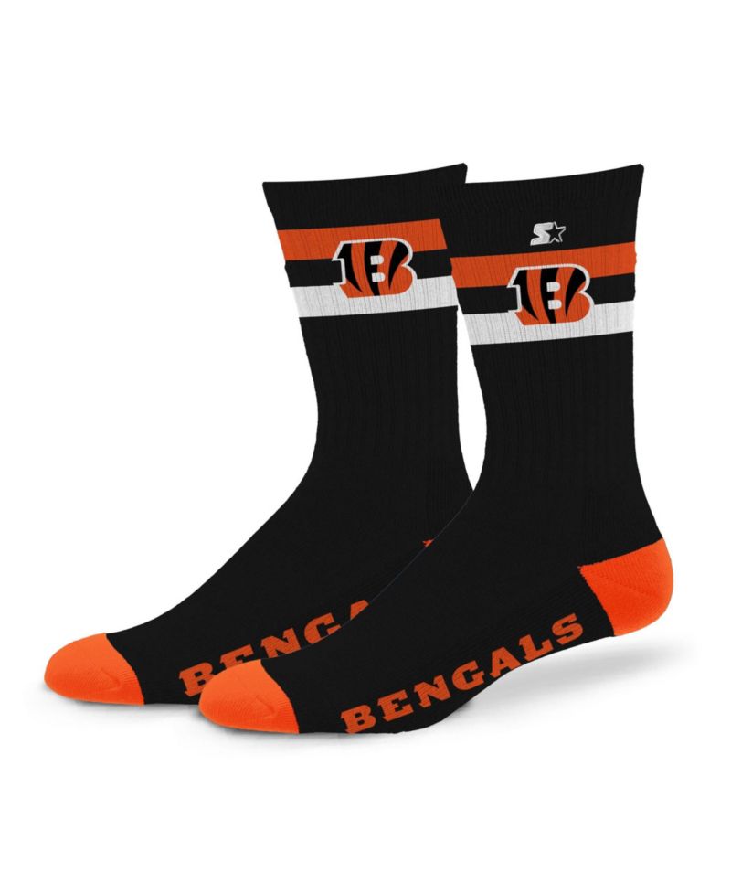 Men's and Women's Cincinnati Bengals Team Color Two-Stripe Crew Socks