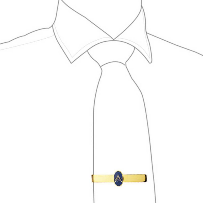 Freemason Masonic Insignia Tie Clip Necktie Bar Gold Tone Stainless Steel