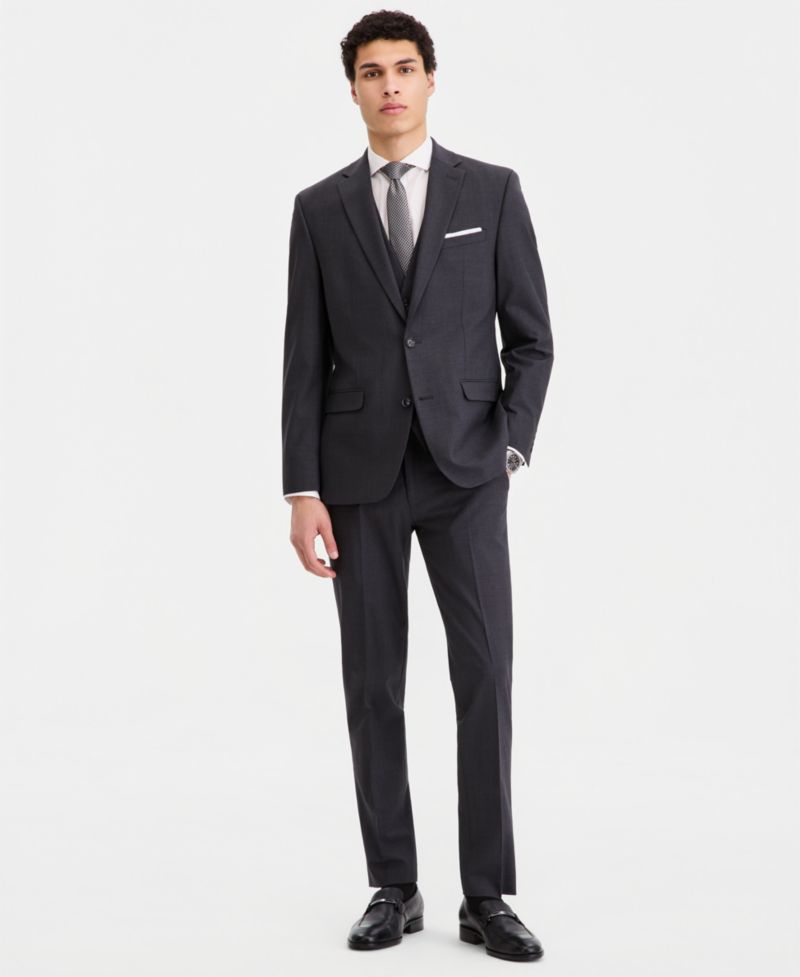 Men's Slim-Fit Solid Wool Suit Separates