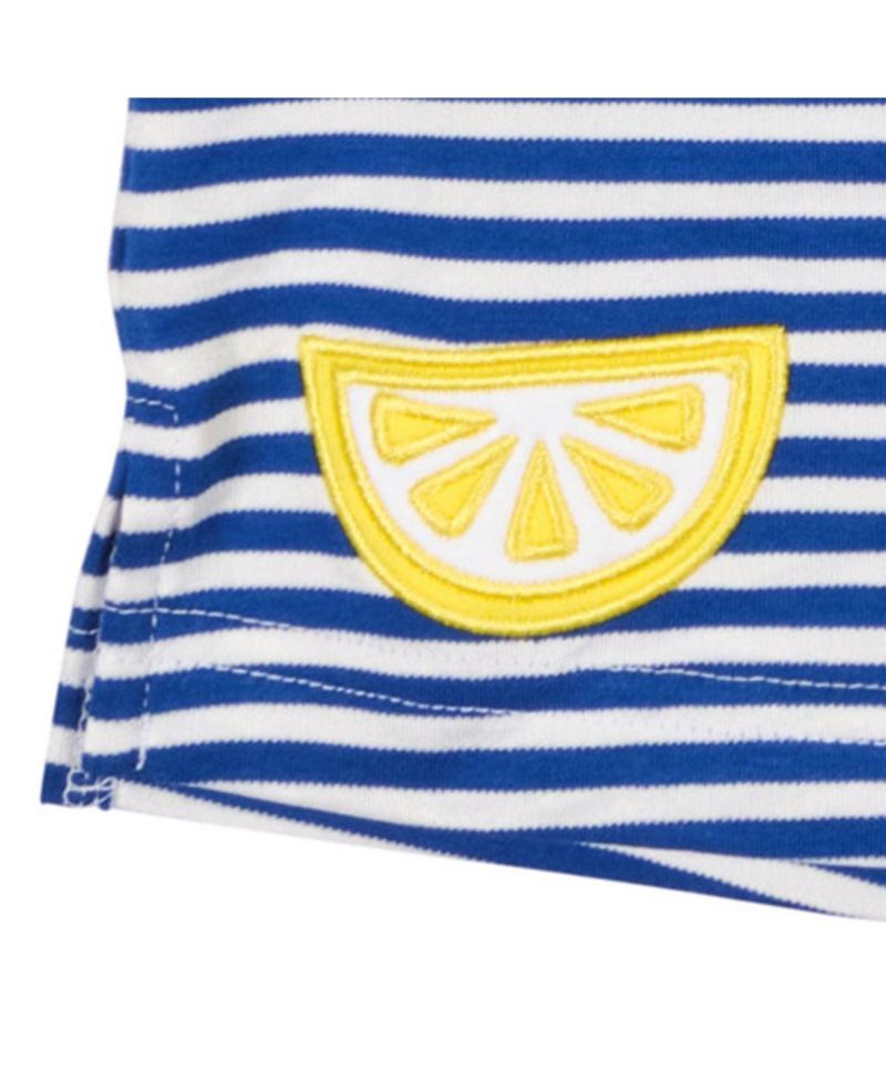 Big Girls Stripe Knit Short Set With Fruit Slices