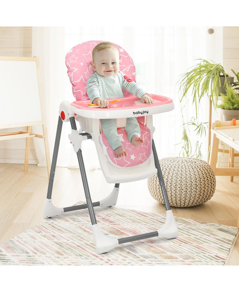 Toddler Folding High Chair Dining Chair w/ 6-Level Height Adjustment