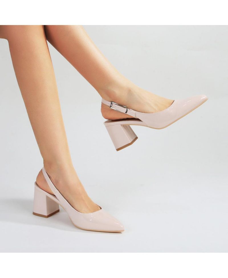 Cai Patent Block Heel Slingback