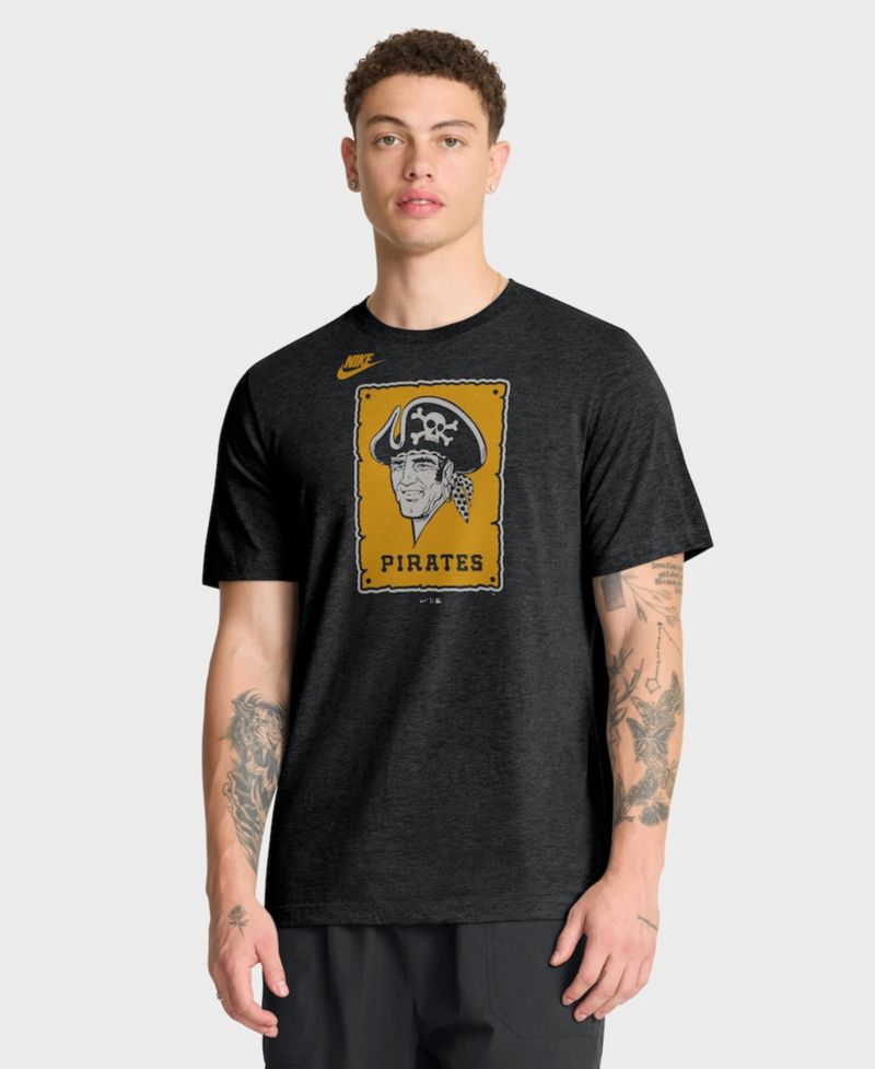 Men's Heather Black Pittsburgh Pirates Cooperstown Logo Tri-Blend T-Shirt