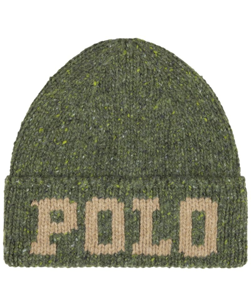 Men's Knit Tweed Polo Beanie Hat