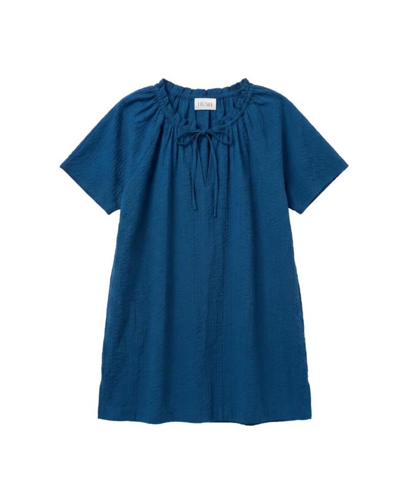 Women's Tie Neck Short Sleeve Beach Mini Dress