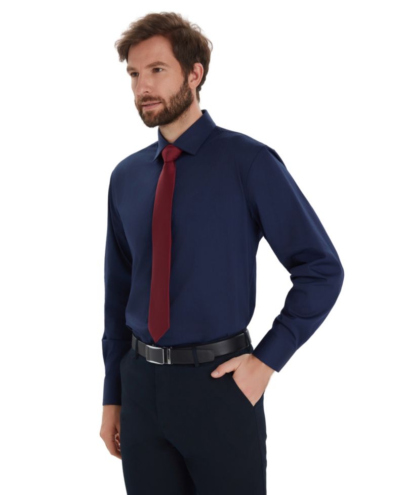 Men's Solid Regular-Fit Dress Shirt