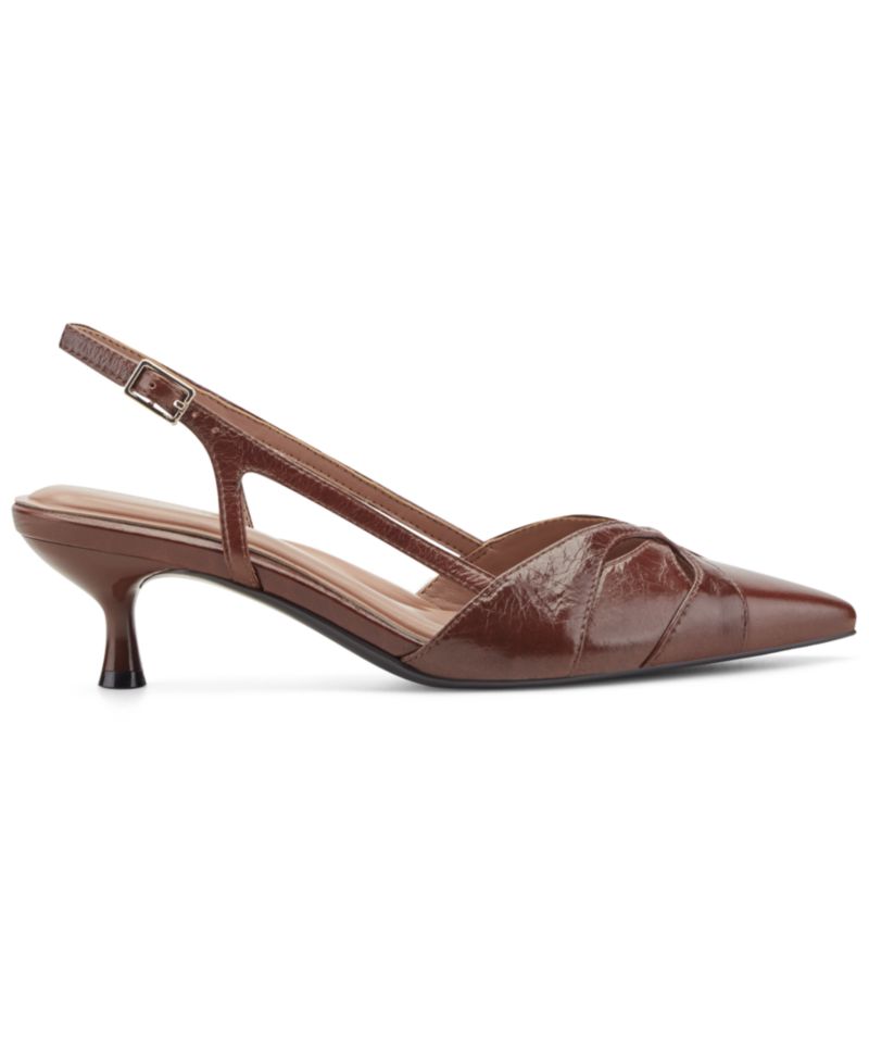 Women's Kaisley eFlex Cutout Leather Slingback Kitten Heel Pumps