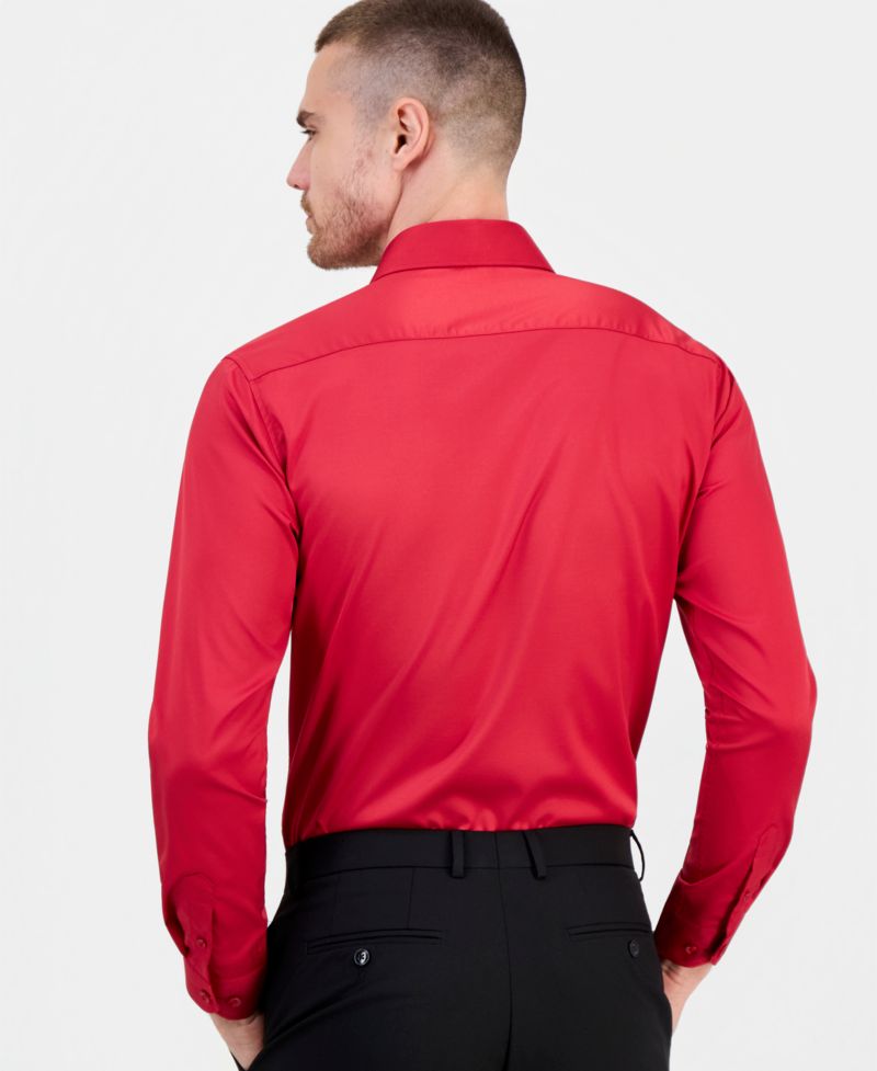 Men's Slim-Fit Solid Four-Way Stretch Dress Shirt