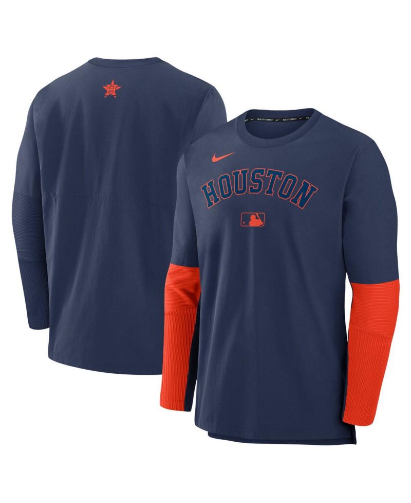 Men's Navy/Orange Houston Astros Authentic Collection Player Lightweight Performance Long Sleeve Top