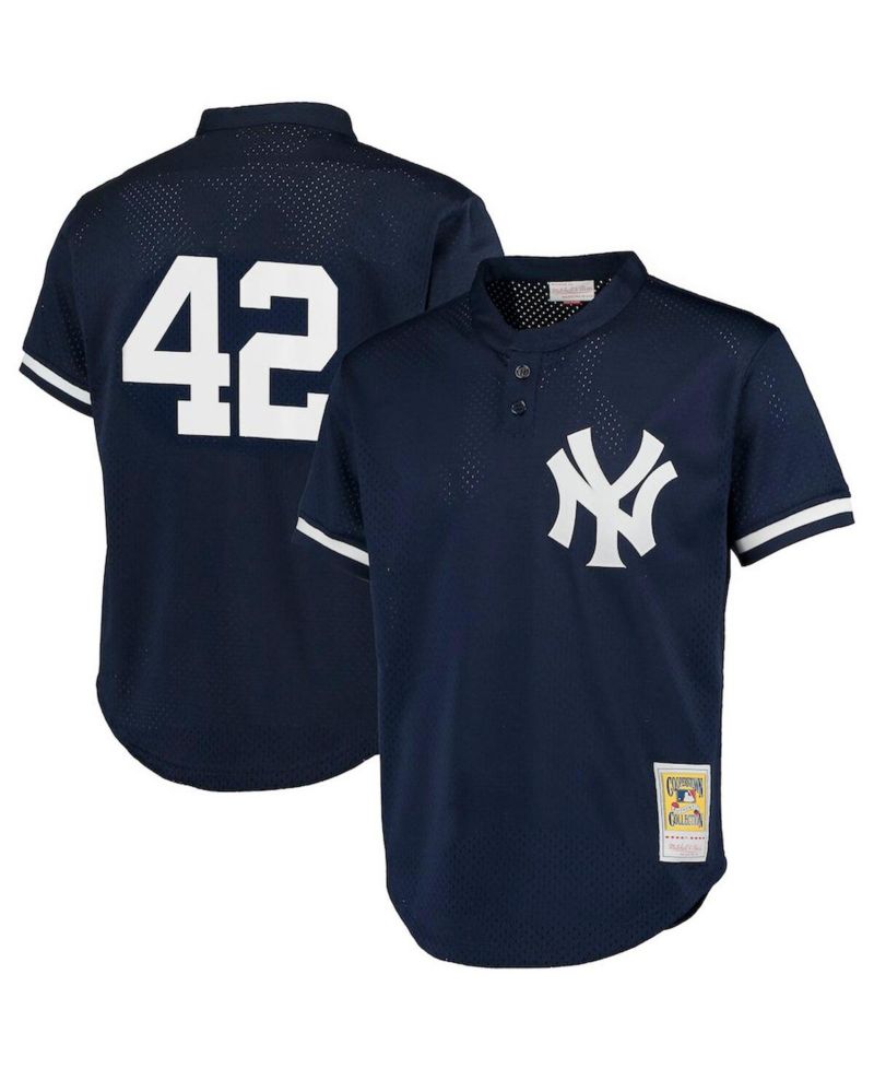 Men's Mariano Rivera Navy New York Yankees Cooperstown Collection Big and Tall Mesh Batting Practice Jersey