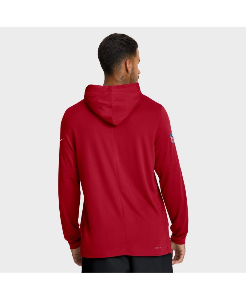 Men's Scarlet San Francisco 49ers Big & Tall Sideline Performance Long Sleeve Hoodie T-Shirt