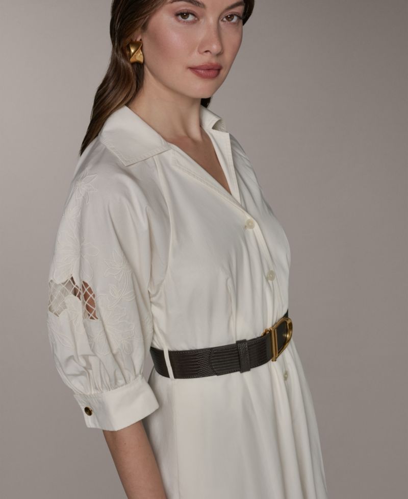 Women's Collared Belted Shirt-Dress