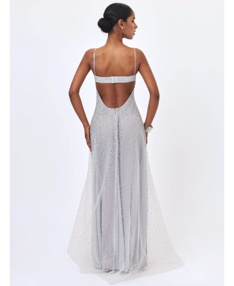 Women's Wallie Backless Rhinestone-Embellished Sweetheart Gown
