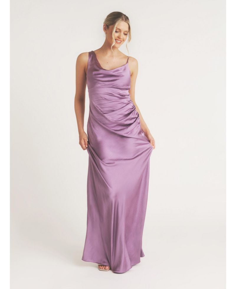 Cowl Front Asymmetric Bridesmaid Dress