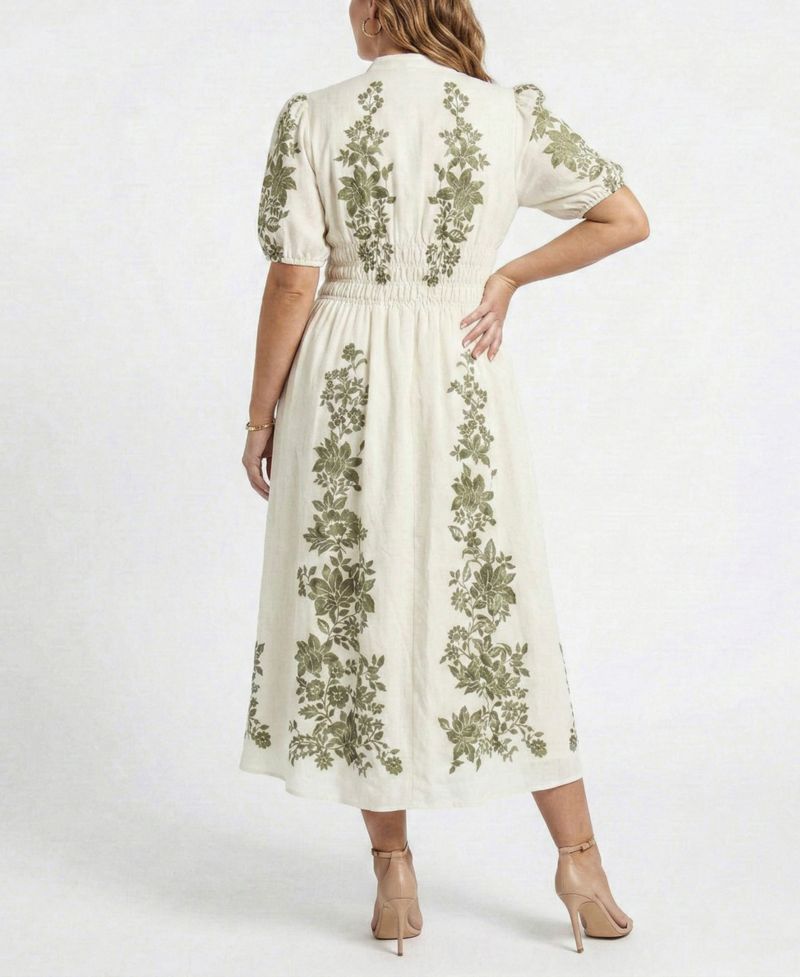 Plus Size Short-Sleeve V-Neck Maxi Dress