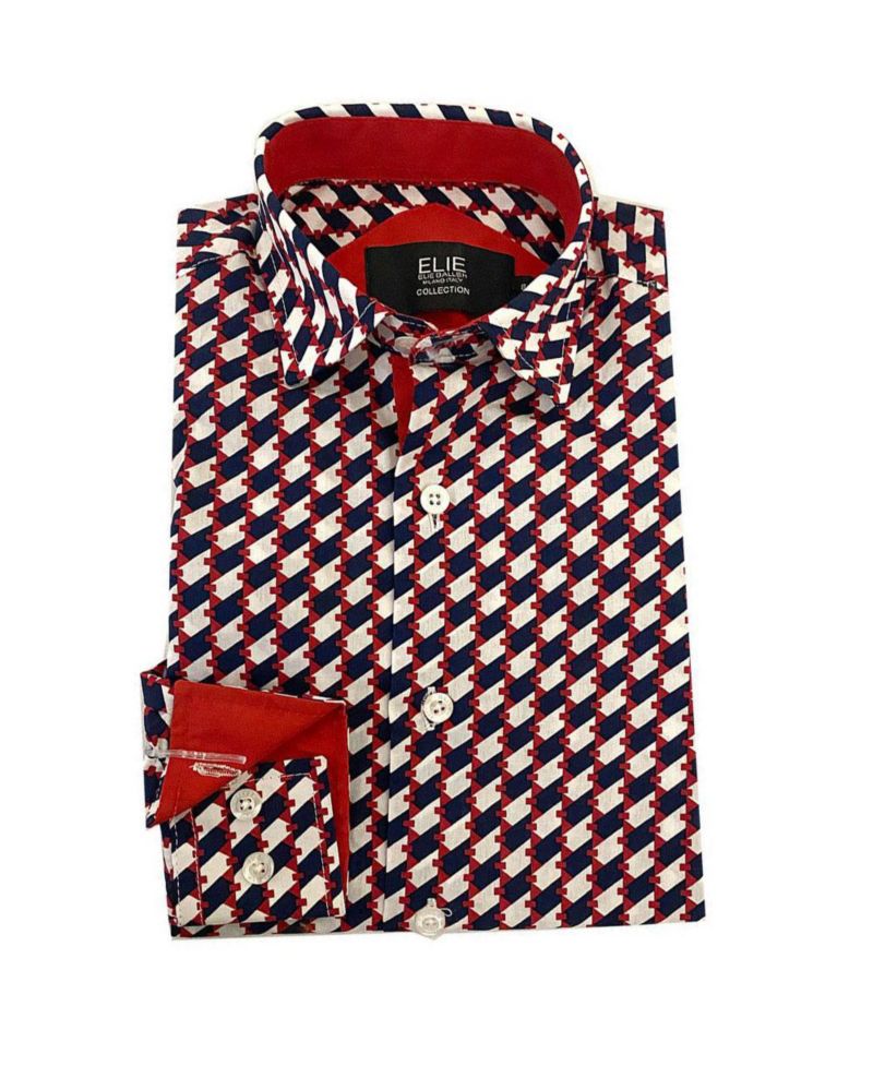 Men's Slim Fit Geometric Print Short Sleeve Shirt