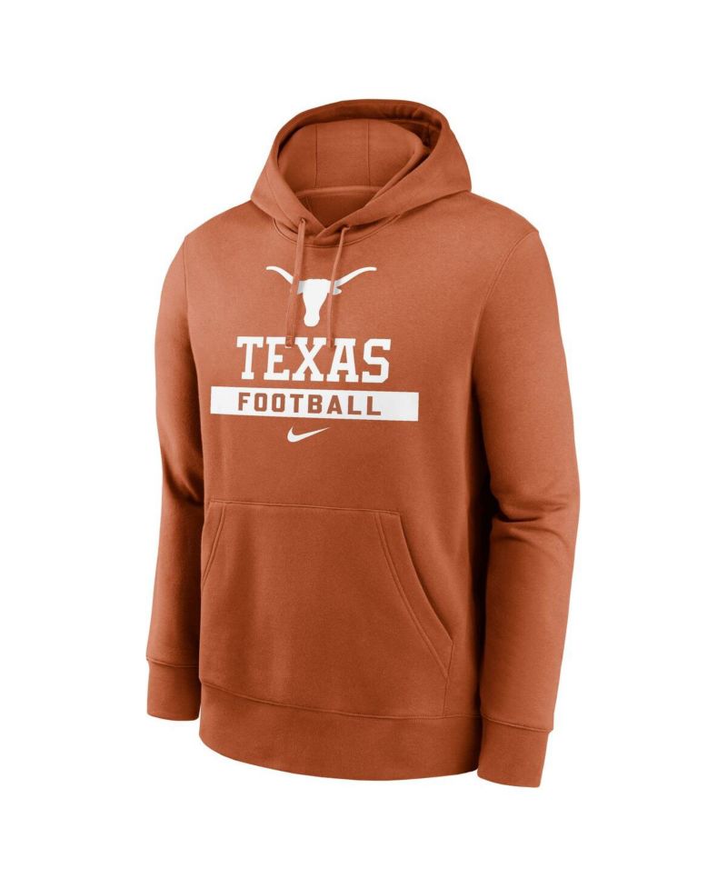 Men's Texas Orange Texas Longhorns Football Stack Club Fleece Pullover Hoodie