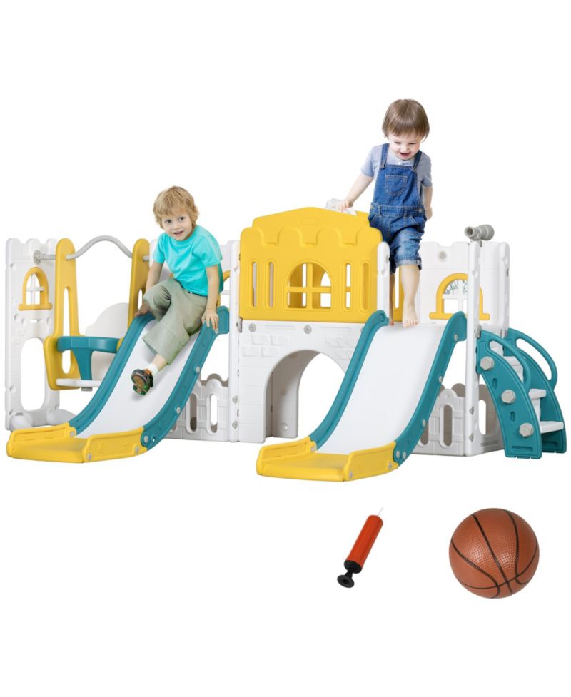 Toddler 8-in-1 2-Slide Swing Set