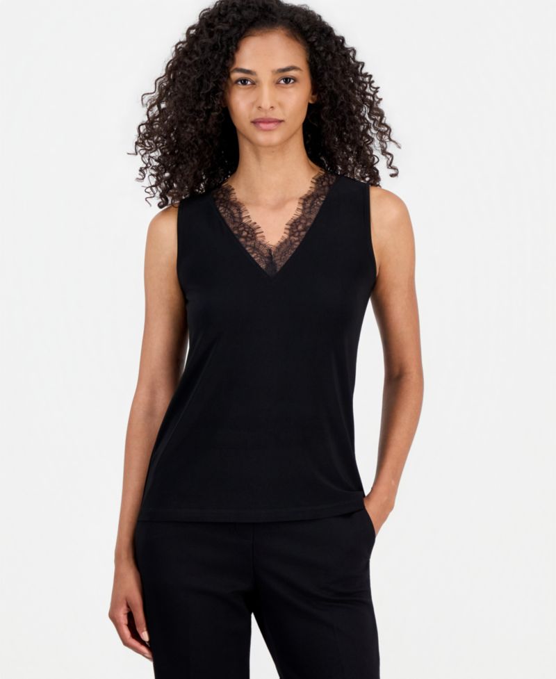 Women's Lace-Trim-V-Neck Tank Top